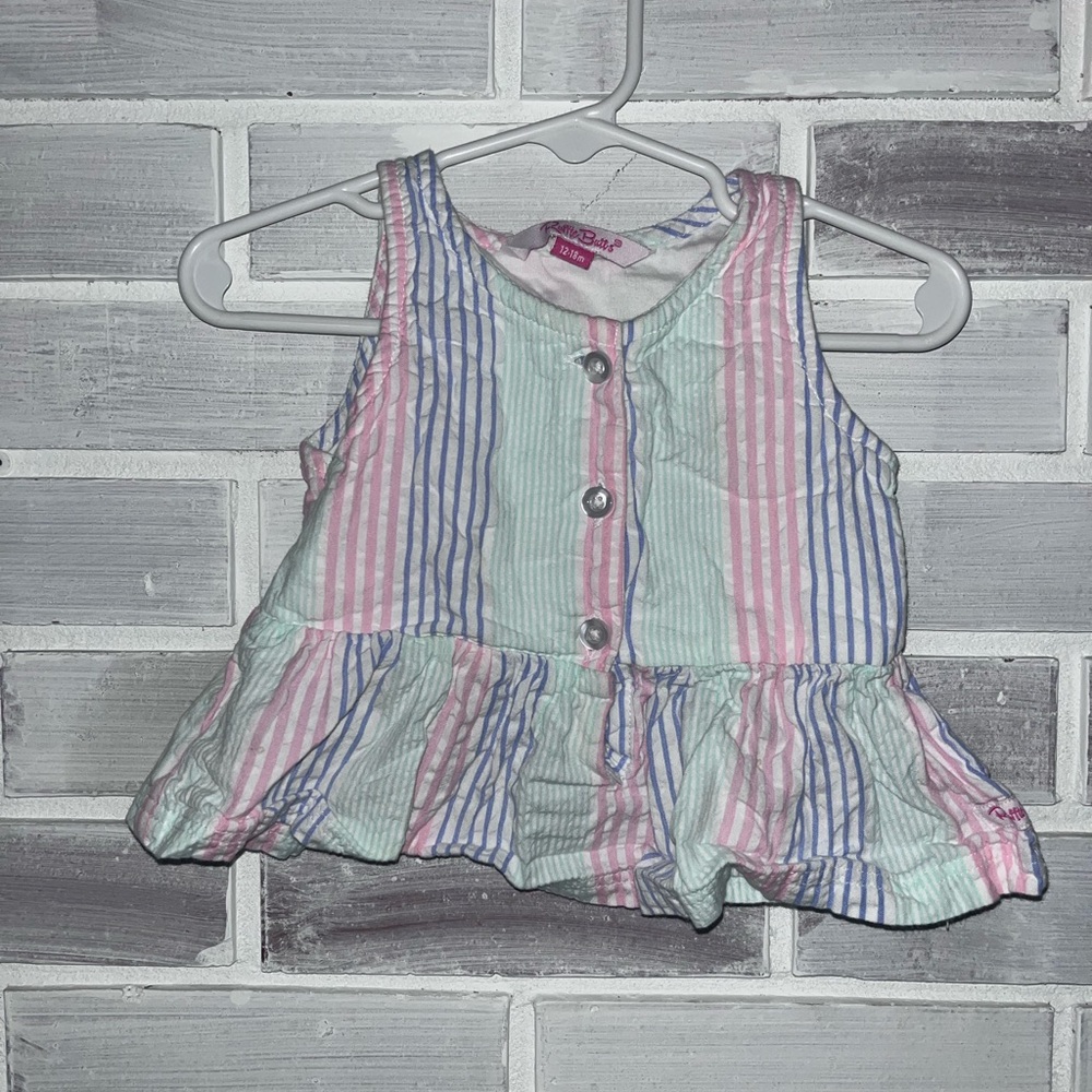 Ruffle Butts Striped Blouse with Ruffled Hem